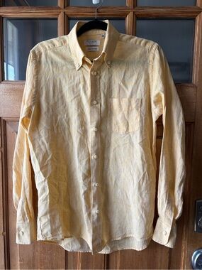 Fusaro Antonio Yellow Linen/cotton Blend Button-Down Shirt - Men's